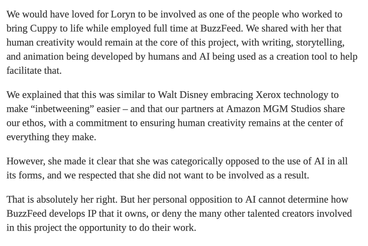 iDuckFilms's tweet photo. Wow, @buzzfeed, literally stating they can do anything they want with Loryn Brantz's characters without her permission because they own her characters and that they do not care about her concerns or the concerns of artists. No self-respecting artist will want to work with you. https://t.co/PuQ5g2a6rB