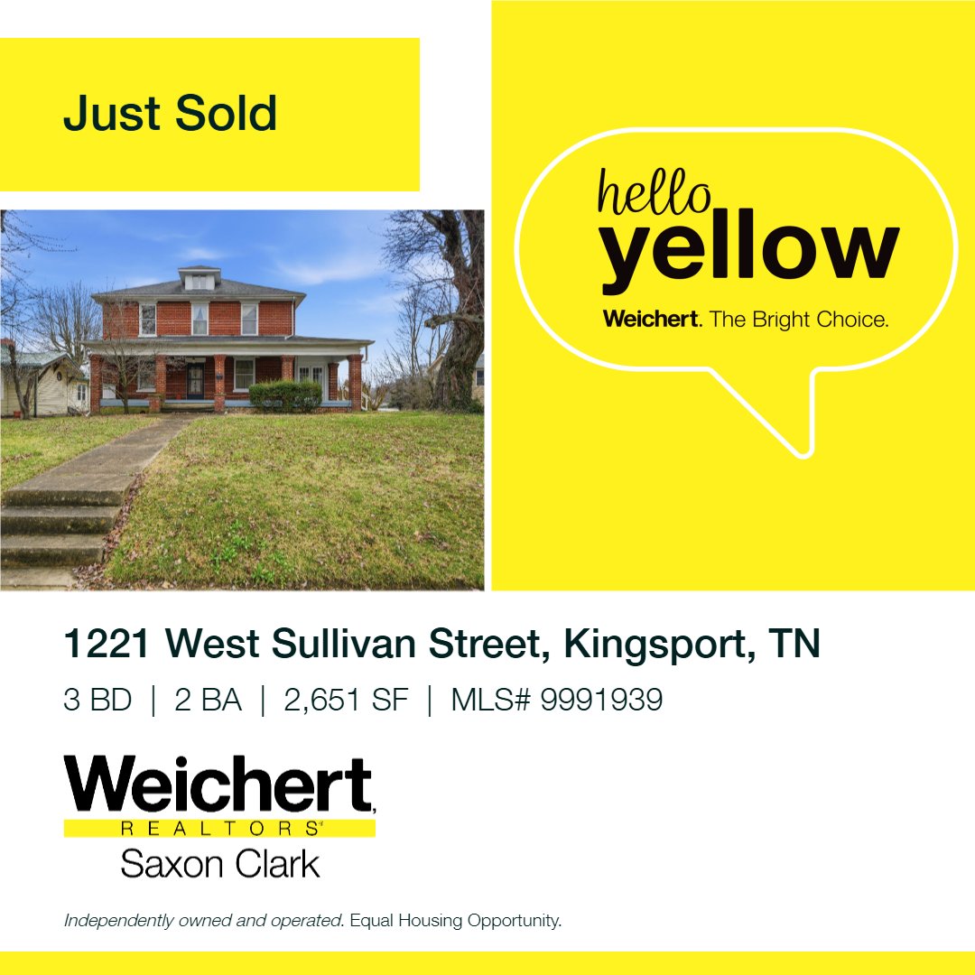 WeichertFinally's tweet photo. JUST SOLD! 🏠
Another home SOLD with the power of teamwork and the Weichert Difference!  
📞 423-436-8846
🌐 https://t.co/jVECa5rFov

#JustSold #Integrity #WeichertRealtors #SaxonClark #LocalExperts #TriCitiesTN #HomeSold #ResultsDriven https://t.co/aPe8xfpsNa