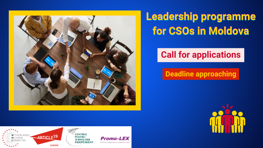 article19europe's tweet photo. ‼️Call for applications!  

Civil society organisations in 🇲🇩#Moldova: apply for a long-term leadership programme on 🇪🇺#EU accession, fundamental rights &amp; more.  
Deadline approaching⏳

https://t.co/xdK0yq0hND https://t.co/hyaFZyKXIL