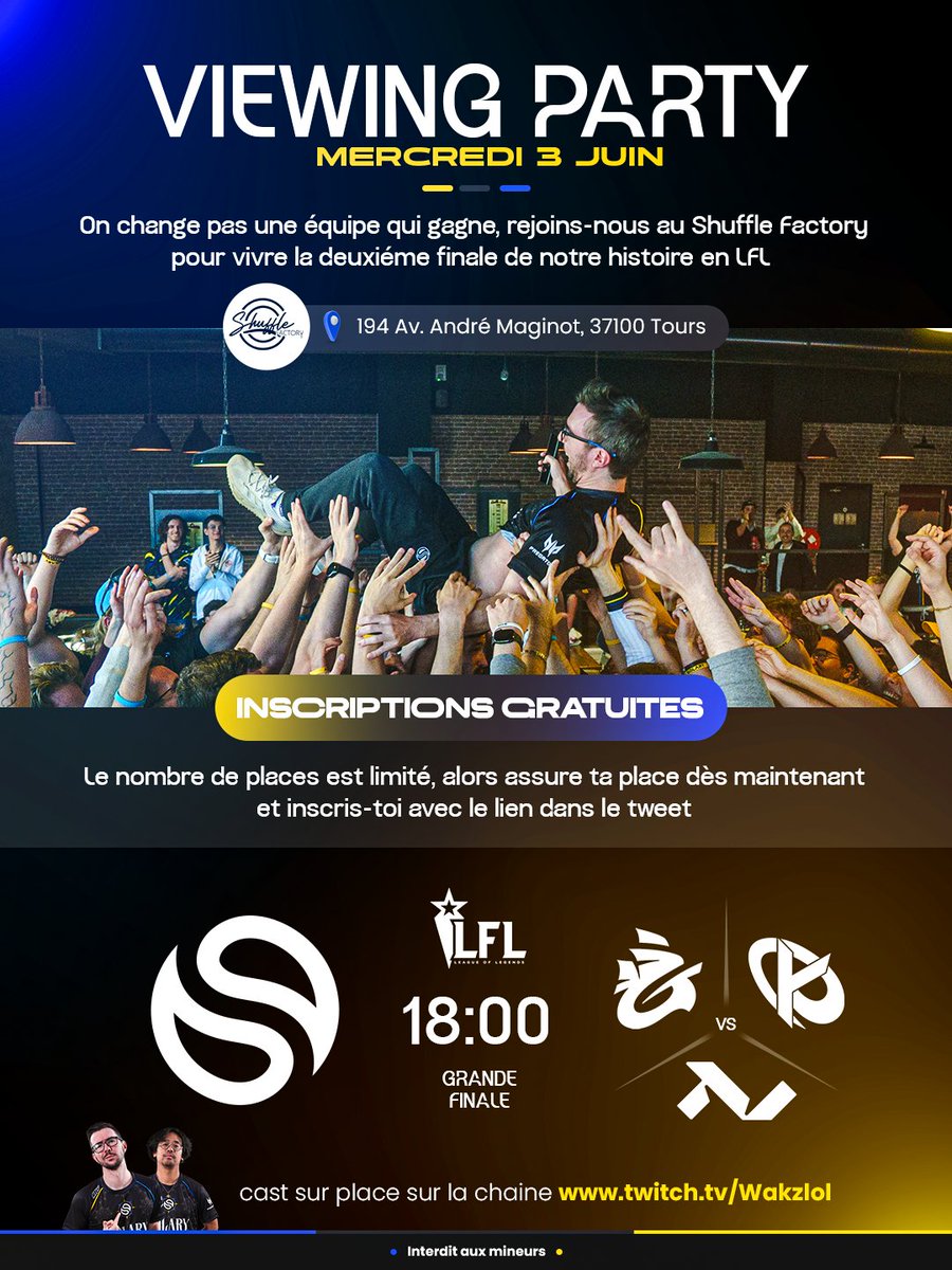 SolaryTV's tweet photo. L'impression de se revoir pour une finale toutes les 2 semaines...

La viewing party parfaite pour rencontrer les joueurs, les CEO, le staff, et surtout célébrer un nouveau trophée tous ensemble 😙

C'est ici pour s'incrire (gratuitement) 👉 https://t.co/E6s28LHbQR https://t.co/qcAb8yYRlK