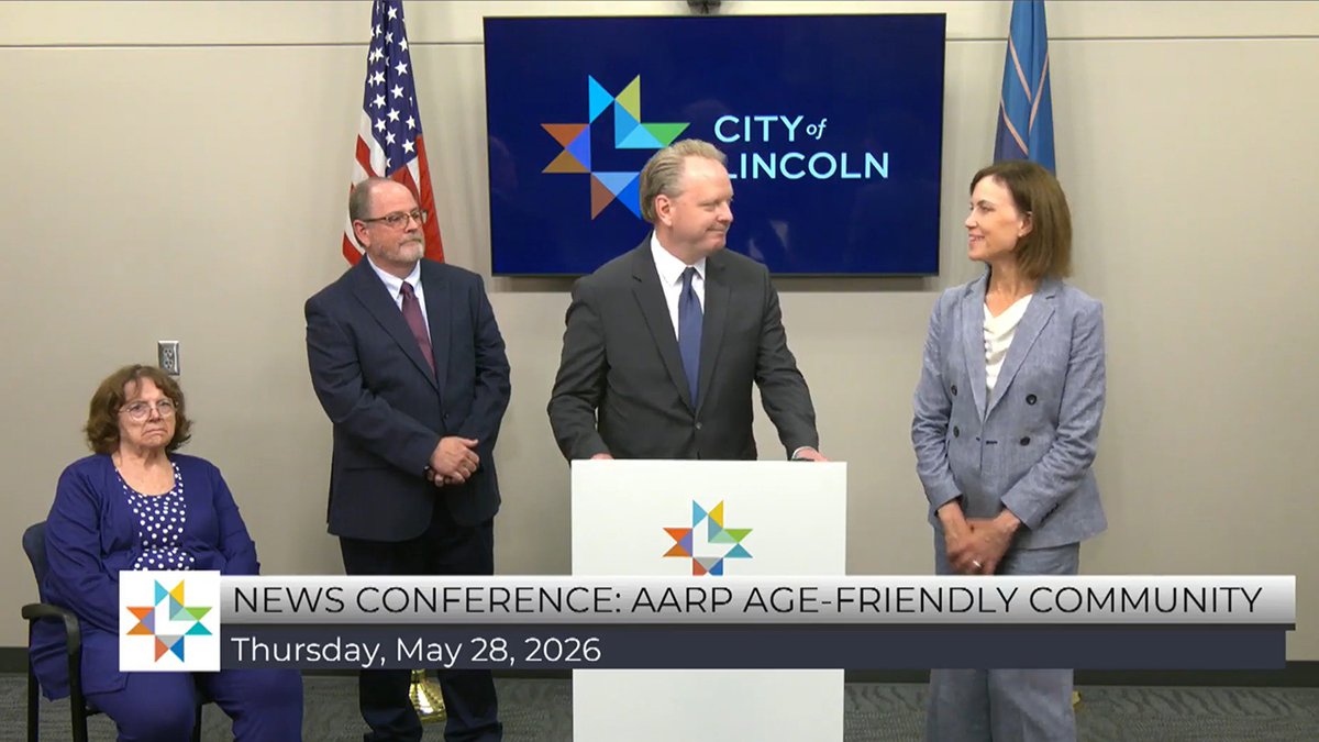 AARPNE's tweet photo. .@AARPNE celebrates the @CityofLincoln &amp; @MayorLeirion for their leadership as an @AARP Age‑Friendly Community. Joining in 2024, they've now completed a 3‑year action plan focused on improving access to info, transportation &amp; housing for older adults.

📺: https://t.co/8WRrlatOEE https://t.co/3YFQakHKdI