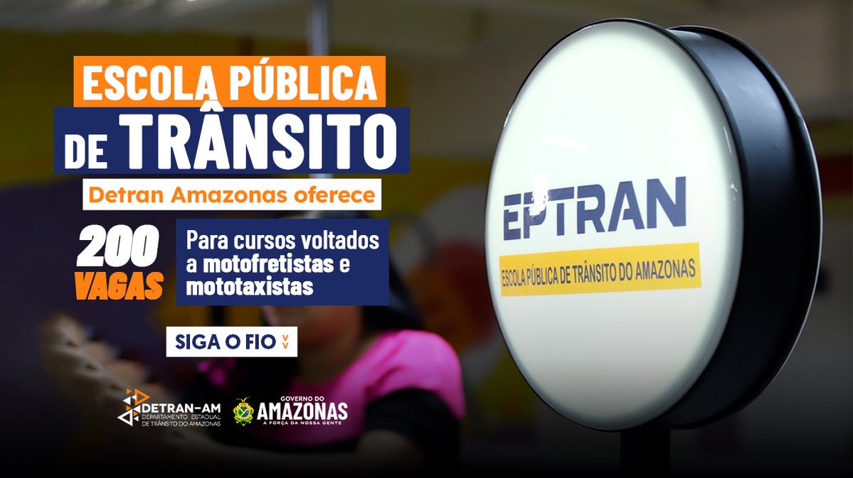 DetranAmazonas's tweet photo. #Eptran 📚🚦

Se você, motofretista ou mototaxista, tem interesse em participar do curso, basta fazer sua inscrição na sede do Detran Amazonas: https://t.co/H4iRxl6dNZ