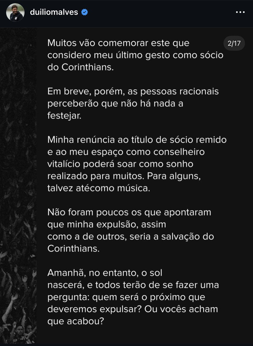 mouraul's tweet photo. Duilio Monteiro Alves acaba de anunciar que renunciou ao título de sócio do Corinthians. @EsportesCNN https://t.co/6jqrKQAxiq