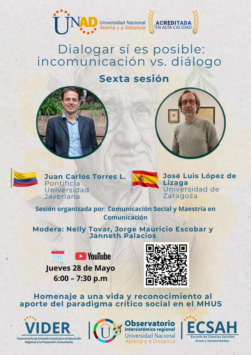 TvUnadVirtual's tweet photo. “Dialogar sí es posible: incomunicación versus diálogo”
📷 Jueves 28 de mayo
📷 6:00 p.m.
📷https://t.co/VyTsNFoTzJ https://t.co/DjoSqleW2E