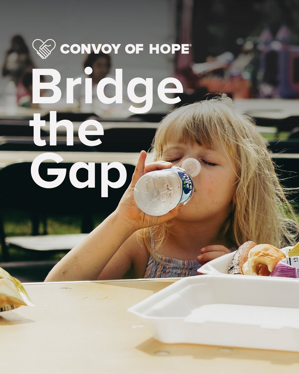 ConvoyofHope's tweet photo. As the school year winds down and summer quickly approaches, many families face a difficult reality: They will lose access to the free or reduced-cost meals that they depend on.

Convoy of Hope’s Summer Children’s Feeding Program helps bridge that gap by providing meals, support, and hope to kids during summer break.

Your continued partnership helps support families in the United States who would otherwise go hungry when school’s out.

Would you partner with us to provide food for families this summer? Visit our bio to learn more.

#feedkids #childrensfeeding #neighborsinneed