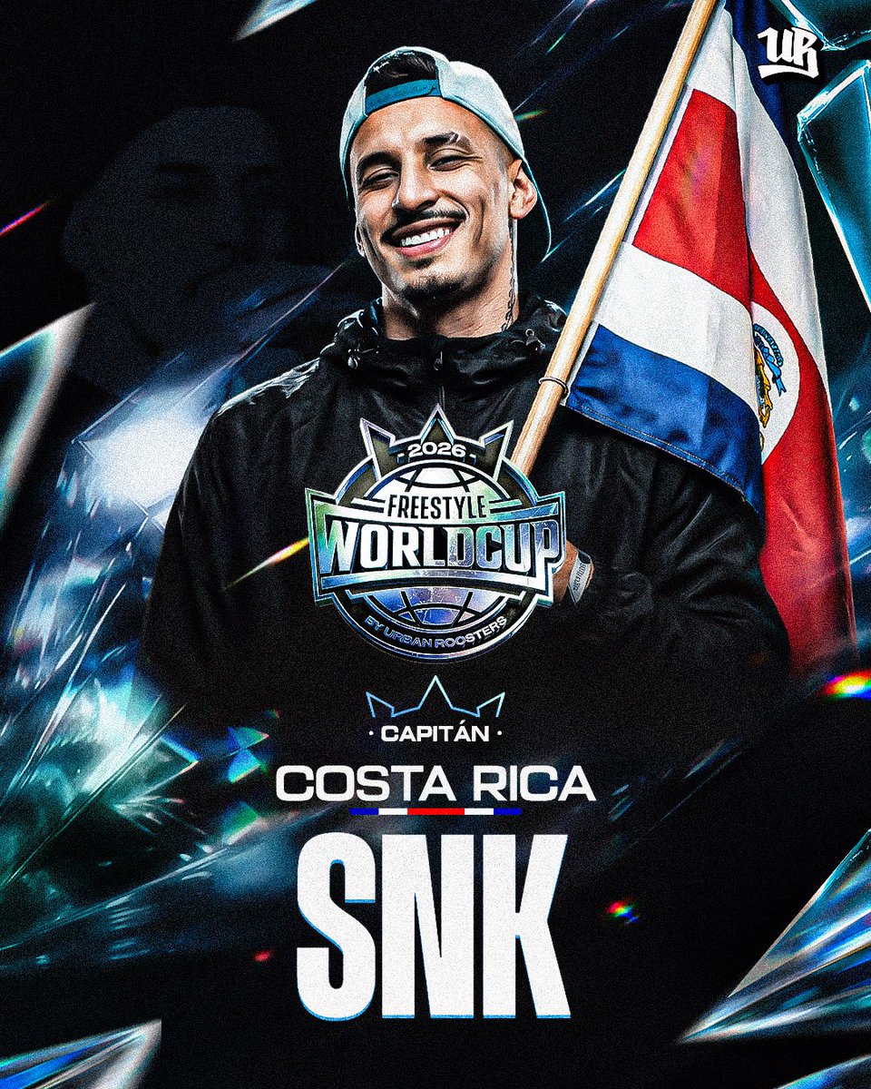 FWC_oficial's tweet photo. 𝐒𝐍𝐊 𝐄𝐒 𝐄𝐋 𝐂𝐀𝐏𝐈𝐓𝐀́𝐍 𝐃𝐄 𝐋𝐀 𝐒𝐄𝐋𝐄𝐂𝐂𝐈𝐎́𝐍 𝐂𝐎𝐒𝐓𝐀𝐑𝐑𝐈𝐂𝐄𝐍𝐒𝐄 🇨🇷

SNK será el encargado de llevar a su equipo a la gloria en la #FreestyleWorldCup 🌎🏆

𝙎𝙤𝙧𝙩𝙚𝙤 𝙙𝙚 𝙡𝙖 𝙛𝙖𝙨𝙚 𝙙𝙚 𝙜𝙧𝙪𝙥𝙤𝙨: 10 de junio en plataformas de Urban Roosters 📺 https://t.co/2gWZcZnh87