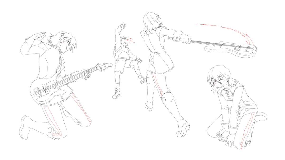 Poireuu's tweet photo. flcl posings for book :p https://t.co/9YADkQBEqN