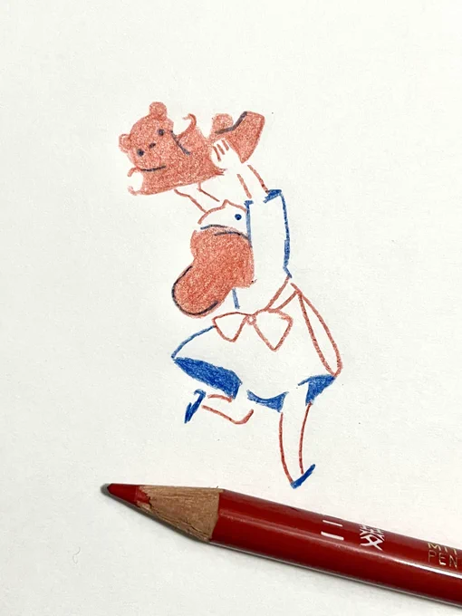 赤青鉛筆で描いています