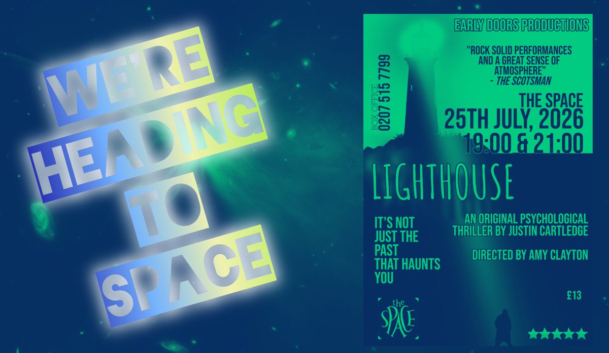 DoorsEarly's tweet photo. LIGHTHOUSE
A gripping piece that delves into the human psyche of trust, paranoia and greed. It will take you on a 55-minute journey to hell and back like no other.
★★★★★

@SpaceArtsCentre
25/07 19:00 &amp; 21:00
 
TICKET LINK: https://t.co/ofp7XOkhx5
Box Office: 020 7515 7799 https://t.co/JoBkdlMYkS