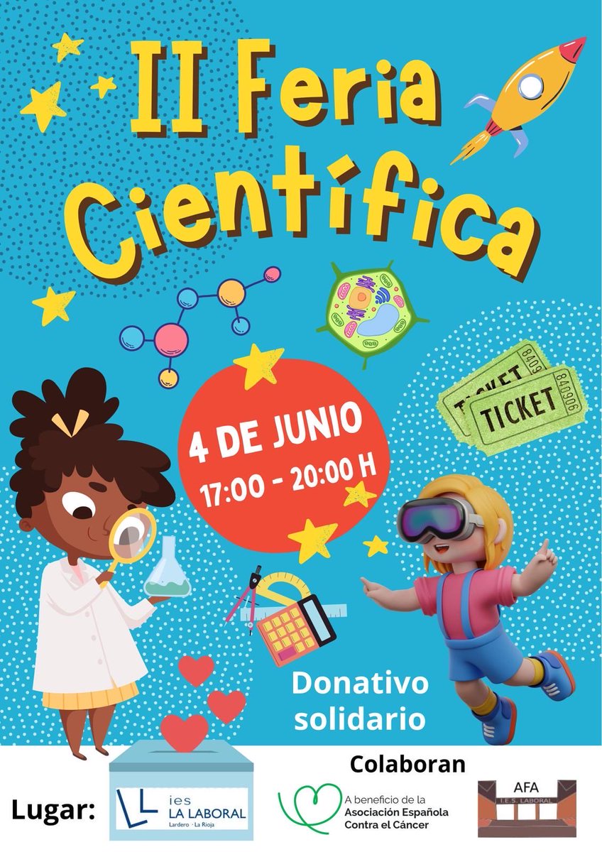 BurgoFQ's tweet photo. ¡Con muchísimas ganas e ilusión, vuelve un año más la Feria Científica! El patio del IES La Laboral se llenará de ciencia, solidaridad y alguna novedad ¡No os lo podéis perder, os esperamos a todos! ❤️ #CienciaYSolidaridad @ContraCancerEs https://t.co/wJm5P5F86z