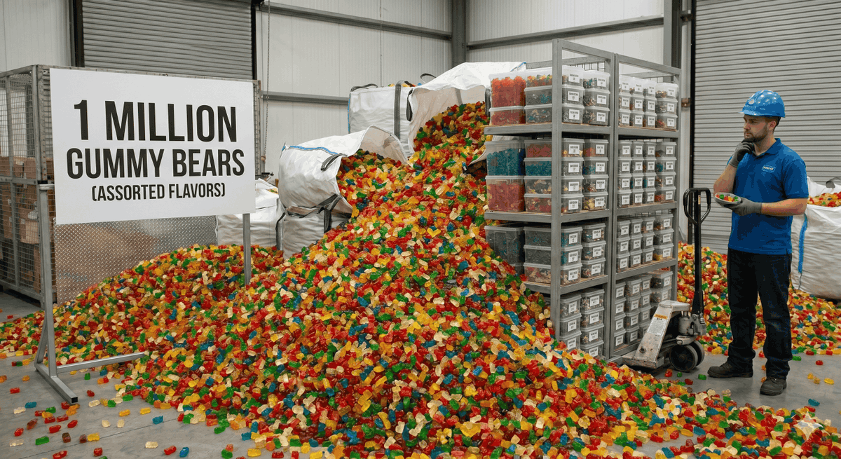 mistplayapp's tweet photo. This pile of gummy bears is worth absolutely nothing to our finance team.
 But 1 MILLION Mistplay units? That’s a different story 💰🍭
-----
Cette pile d'oursons en gélatine ne vaut absolument rien pour notre équipe financière.
Mais 1 MILLION d'unités Mistplay ? Là, c'est une autre histoire 💰🍭