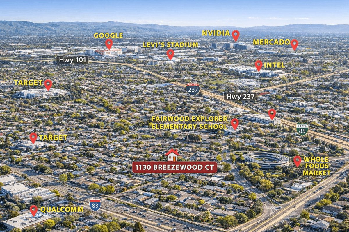 Properkey's tweet photo. Just listed in Sunnyvale: 1130 Breezewood Ct

Move-in ready 4 bed, 3 bath home with 2,243 sq ft on a cul-de-sac.  

Recently renovated kitchen with waterfall island, brand new sunroom, and a fully upgraded primary suite.  

Best part? Attached ADU with its own bedroom, kitchen, and bath — perfect for income or extended family.

$2,950,000 | Top-rated schools + minutes to Google, Nvidia & Levi’s Stadium

https://t.co/jQM2oePglO