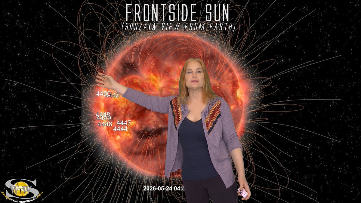 TamithaSkov's tweet photo. Farside flare players rotate into Earth view this week! Over 10 active regions grace the Sun's east limb firing flares and solar storms. Streamer blowouts hit amid some fast solar wind, giving us a bumpy ride throughout this week. Learn the details in the newest #SpaceWeatherWoman forecast up now: https://t.co/GziI99osws