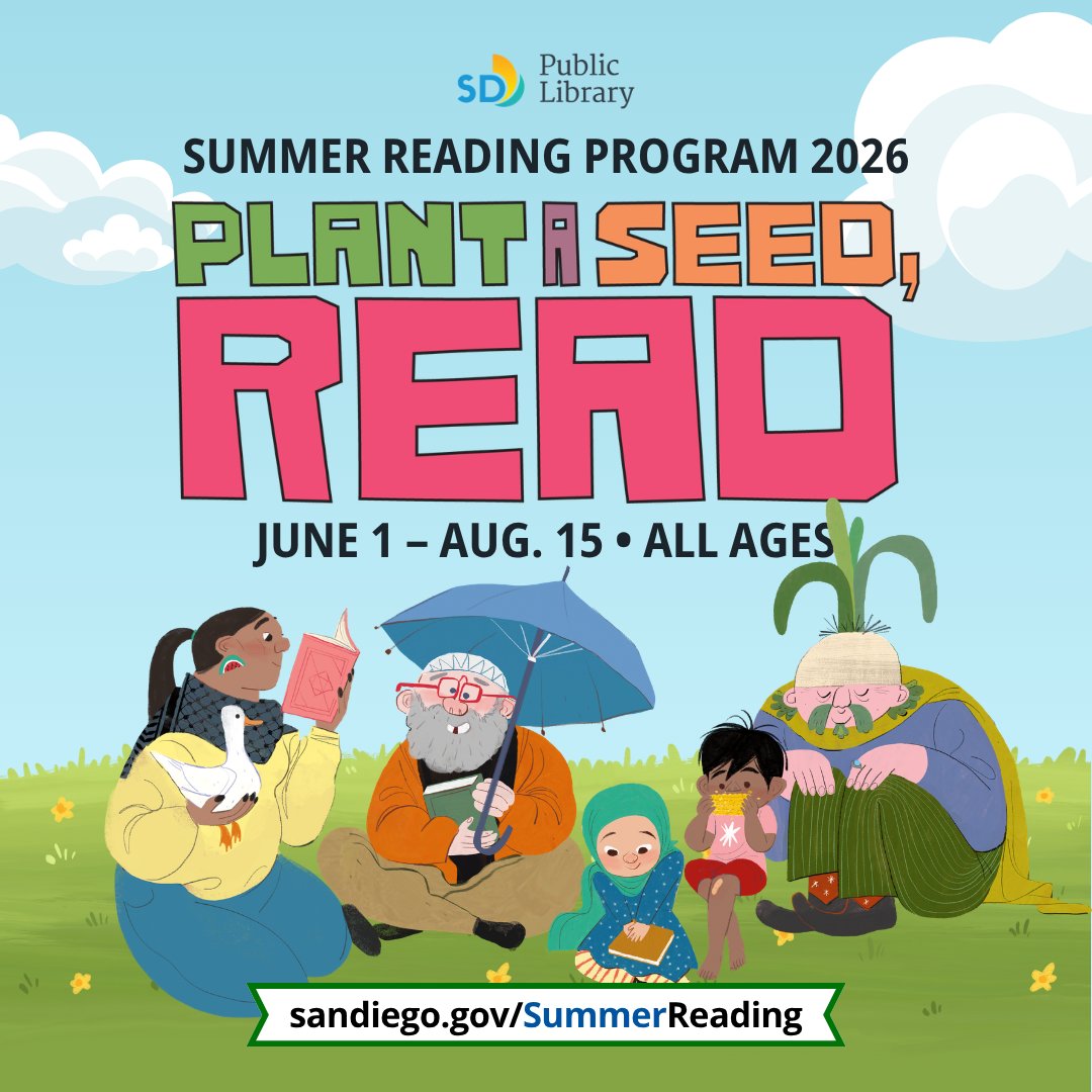 SDPublicLibrary's tweet photo. The #SummerReadingProgram has arrived! Starting today, all ages can sign up online and in-person and begin earning some sweet prizes by reading or completing activities. https://t.co/bTxS9hzBAi https://t.co/WD8dJfOUtW