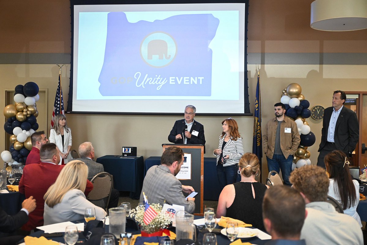 Real_EdDiehl's tweet photo. Yesterday, I joined fellow Republican leaders, including @ChristineDrazan, Republican nominee for Governor, @Dudley4Oregon, @davidmedinapdx, @BethellforGov (who joined virtually), other candidates, and grassroots supporters at the GOP Unity Luncheon in Salem. Following the May primary, this gathering reaffirmed our shared commitment to putting Oregon first, united in purpose and focused on delivering real solutions for our families and communities.

It is important we unite to support Drazan for Governor and every other Republican candidate that won their hard-fought primary.

Oregon deserves better, and with unity, we will deliver it. Thank you to everyone who attended and to the Oregon Republican Party for hosting this important event. 

Let’s keep the momentum going!