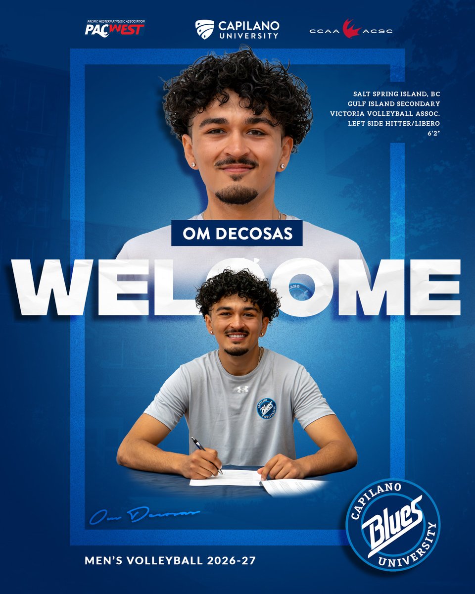 CapilanoBlues's tweet photo. The @CapilanoU Blues is happy to announce another pair of recruits: Om Decosas in men's volleyball and Phoebe Mackenzie in women's basketball.
Congratulations, Om and Phoebe!
#GoBlues #BleedBlue #CapU https://t.co/hBzF42AcGo