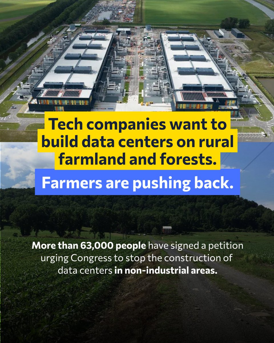 Change's tweet photo. Bruce Horne's family has farmed the same land in Northampton County, Pennsylvania, for nearly 200 years. Now, developers want to build a 1.2-gigawatt data center campus on 450 adjacent acres, but his mother never agreed to sell.

More than 63,000 people have signed a petition launched by Horne urging Congress to restrict data centers to industrially zoned land.

Horne says the issue is “not just about preserving our environment” but about “maintaining the very fabric of rural America.”

You can read or sign his petitino here: https://t.co/cYLblzvVui

Bottom 📷: Bruce Horne

#DataCenters #Agriculture #Pennsylvania #Farming #Tech