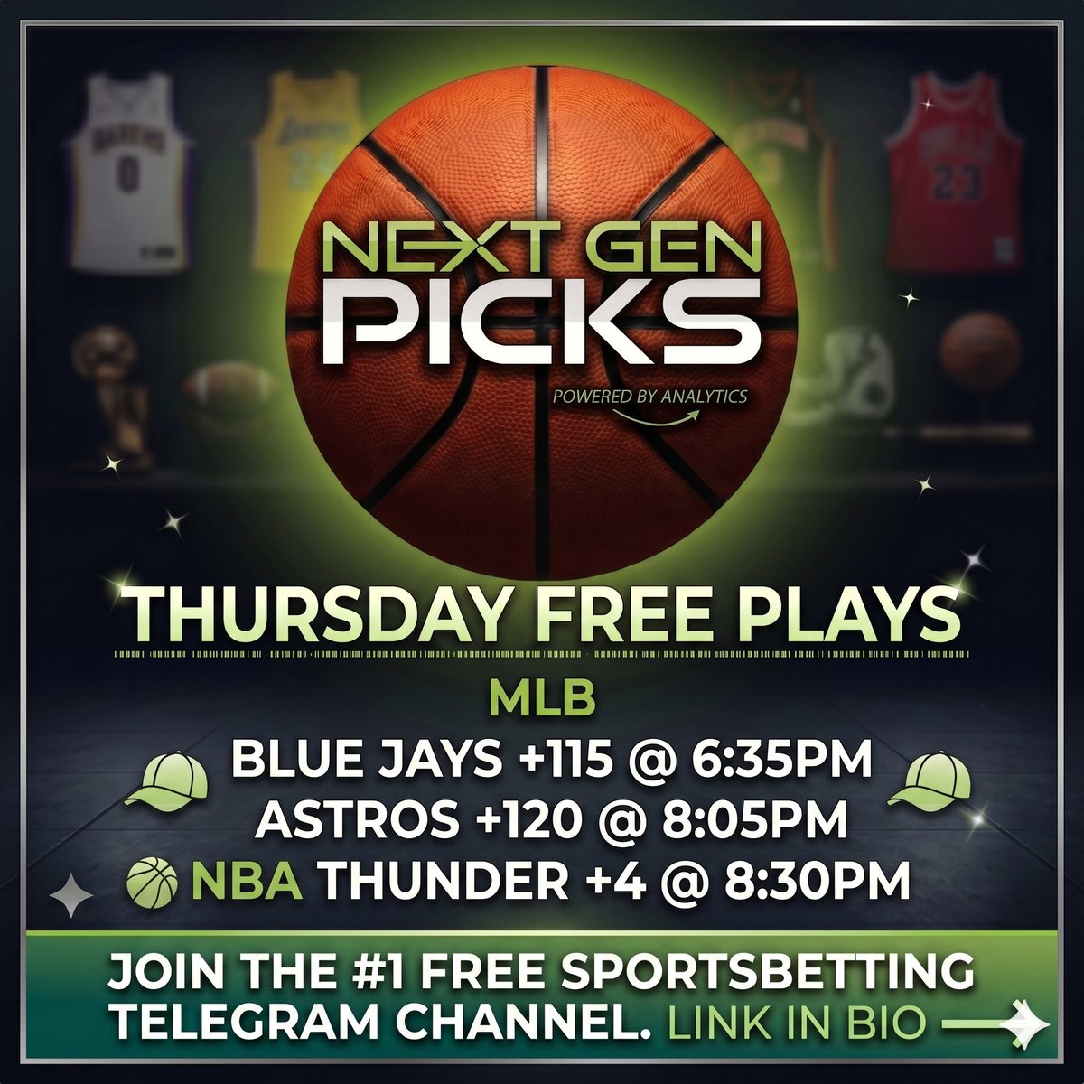 nextgenpicksvip's tweet photo. Unlock your WINNING Streak. Join the NextGen Picks Telegram community (Link Below) for FREE WINNERS Dropped Daily.

Join Community: 👇
https://t.co/2bVvXcN0oq

#sportsbetting #sportstips #outcomestoincome https://t.co/hE3ZTxNQh7