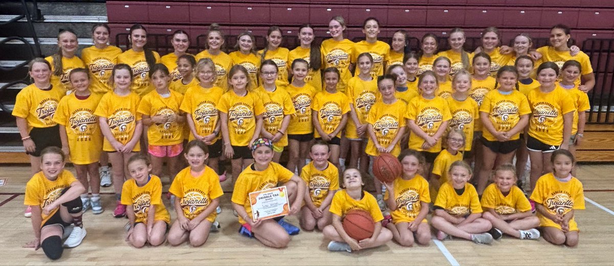 bctrojanettes's tweet photo. So pumped about our FUTURE TROJANETTES!!!!
These girls worked hard to improve their skills and had so much fun at basketball camp!! 👏🏼👊🏼 
🙌🏼 Bigger and better than ever!! 🙌🏼
Huge thanks to our campers, players, former players, coaches, and sponsors! 🏀💛⛹🏼‍♀️💥 https://t.co/RRGU5K354b