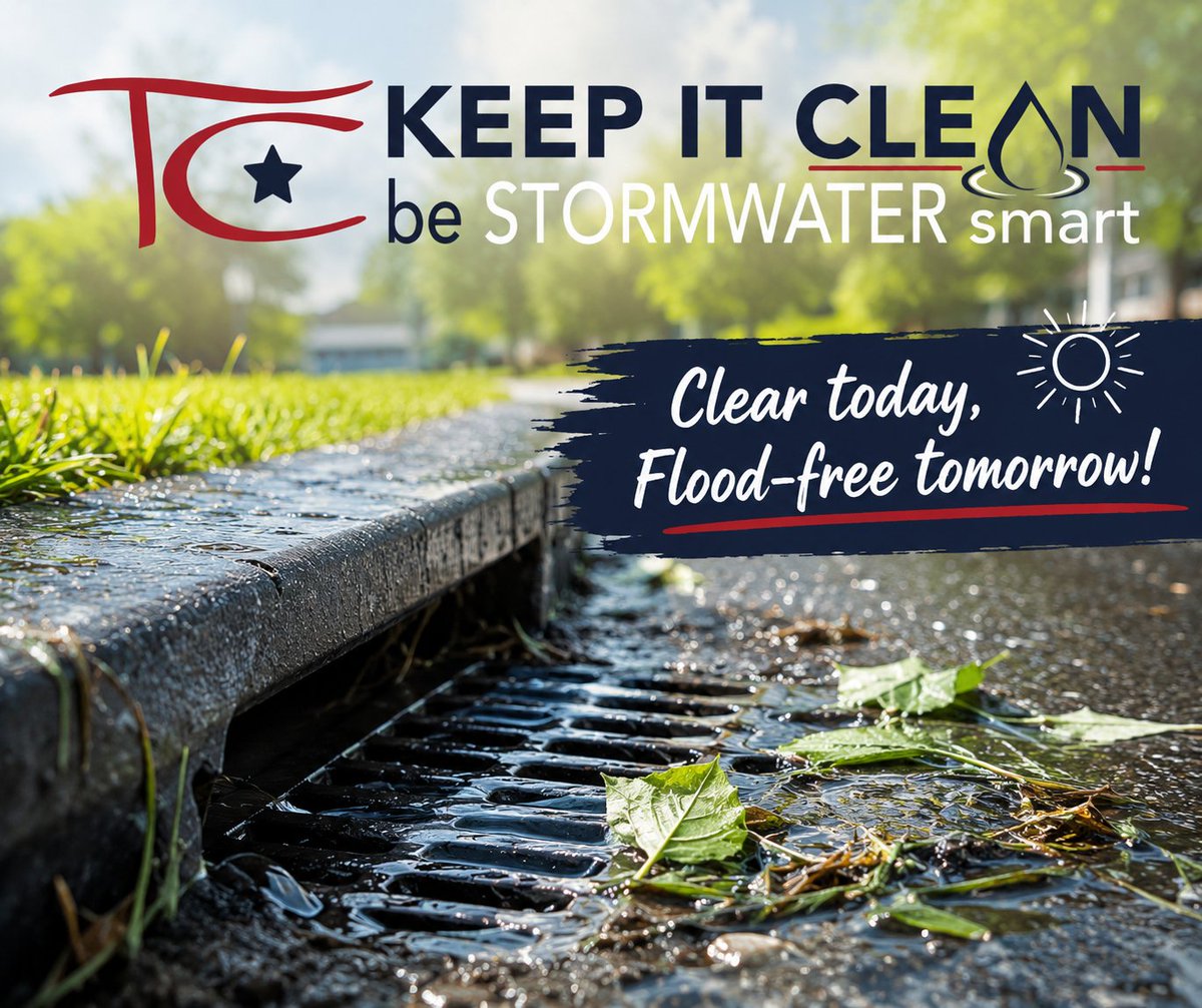 TrophyClubGov's tweet photo. ☀️ Summer storms can hit fast, so keeping storm drains clear helps prevent flooding and keeps TC looking great! While our Streets Crew maintains drains, residents can help too by clearing leaves and debris nearby. Report blockages: 682.237.2900 or https://t.co/BOZWNLSSFi 💙🌎 https://t.co/KqxzO4H7dJ