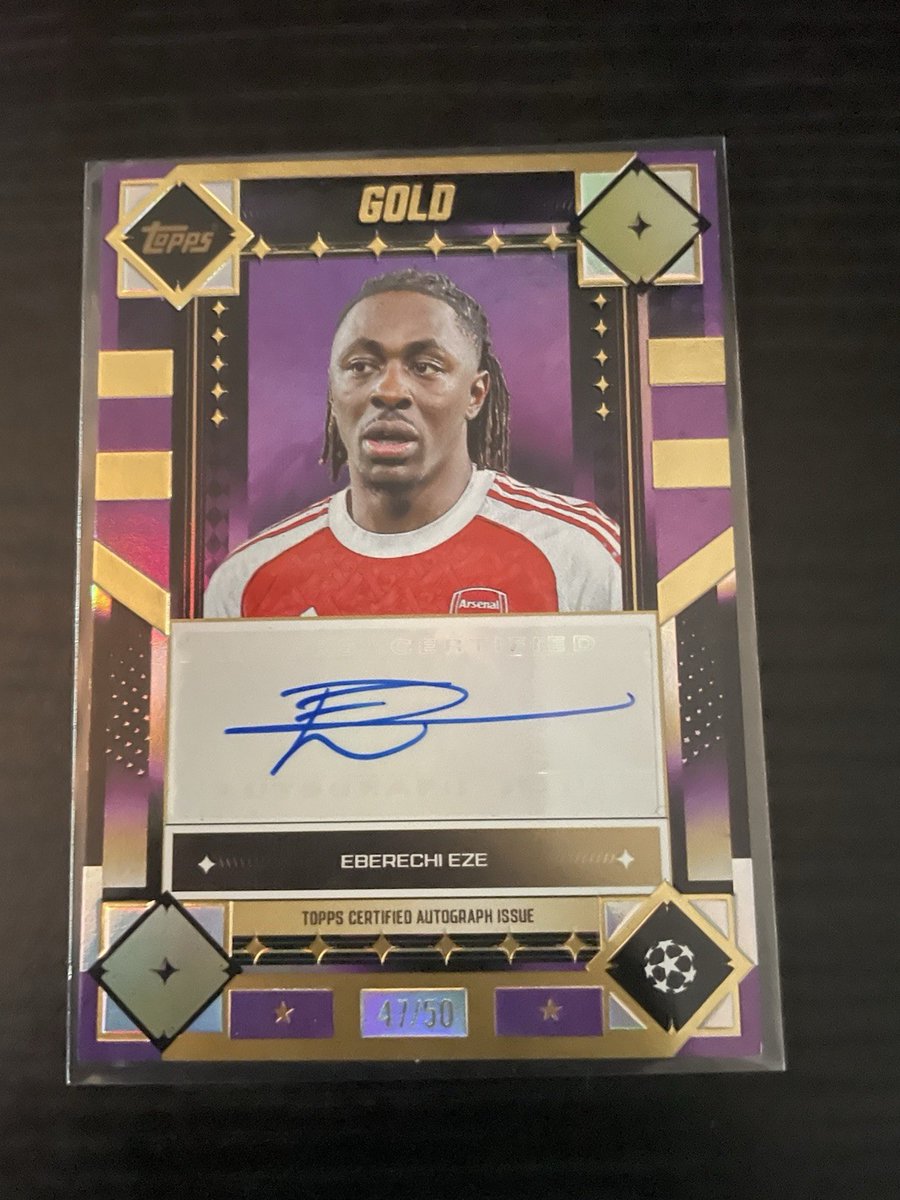 GoonerGoods's tweet photo. Eberechi Eze Auto 47/50 Topps Gold UCC 25/26   
🔗 https://t.co/DUAh3WTPbF  
 #ad https://t.co/2yHY0hX7Tn