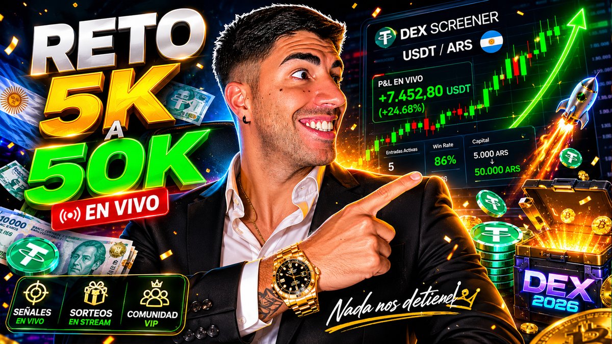 TanitoNft's tweet photo. 🚨ESTAMOS EN VIVO AHORA🚨

El reto de $5K → $50K sigue explotando 📈🔥

Estamos tradeando EN DIRECTO, tirando señales GRATIS, sorteos y buscando entradas fuertes en el mercado 👀💸

No llegues tarde que hoy puede salir una locura 👇
https://t.co/JHx8L3VMJP https://t.co/lF9X9kOXVc