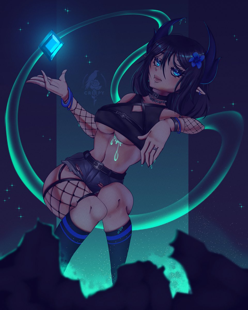CreepyVartist's tweet photo. Hello.. 
oui j'ai toujours peur de poster ce que je fais..
C'est pas parfait, mais j'porte mes balls que j'ai pas et je pose ça là..
C'est une sorte de dragonne de saphire, bref j'sais pas moi même. https://t.co/NOQWaWf98b