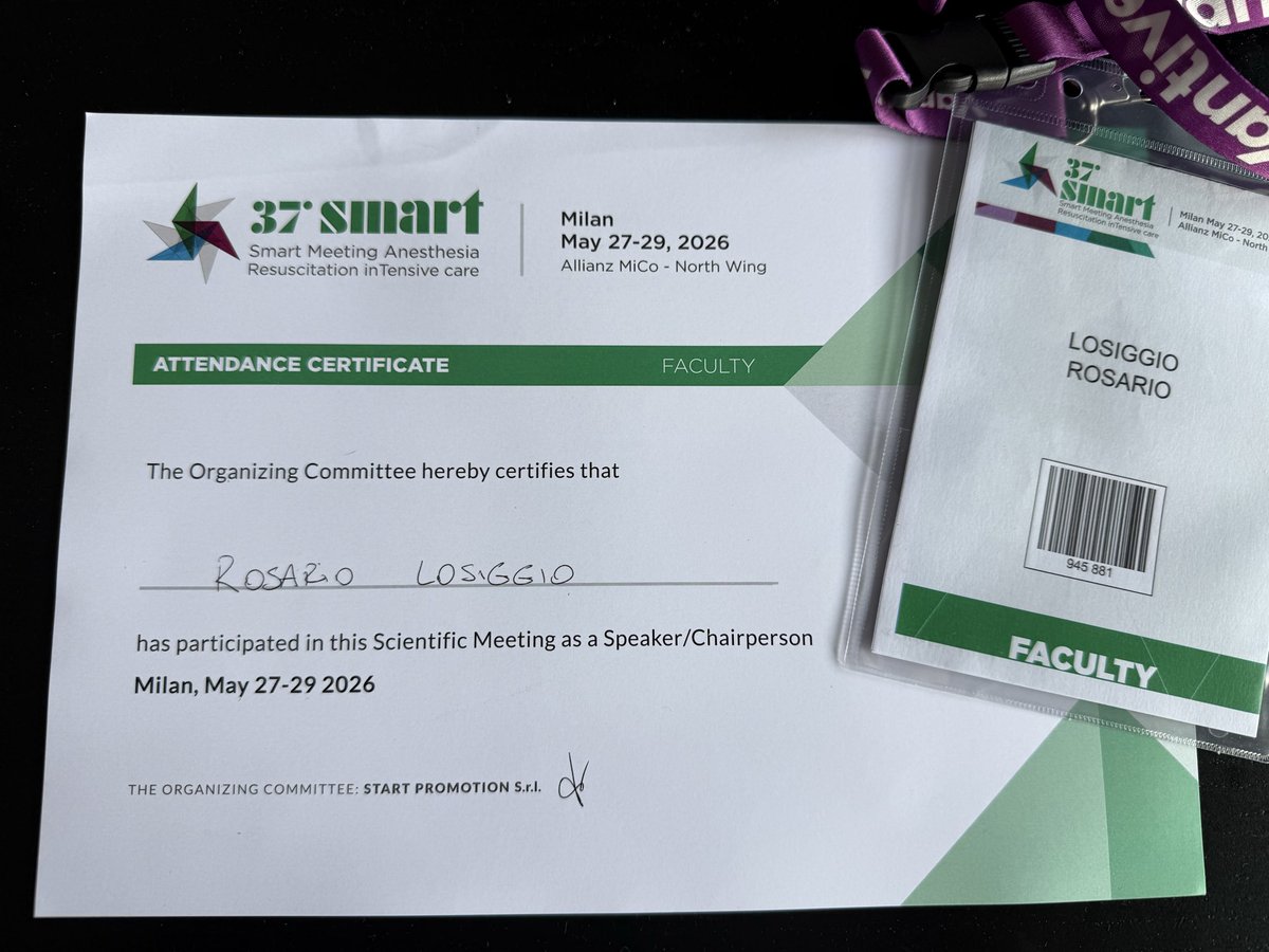 LosiggioRosario's tweet photo. Today I had the honor of participating as a speaker at the 37th SMART Congress.

It was a great opportunity to discuss the new frontiers of acute kidney injury, including early diagnosis, precision medicine, and the potential role of emerging biomarkers.

Ad maiora! 💙 https://t.co/QjvKVASopV
