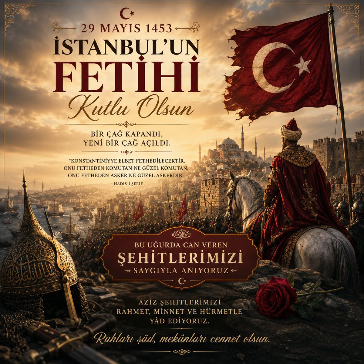 ertansimitci's tweet photo. Kutlu Fethin sene-i devriyesi mübarek ola. Cihan padişahı Fatih Sultan Mehmed Han’ın azim ve ferasetiyle Konstantiniyye (İstanbul) kapıları İslam’a açılmış, bir çağ hitama ererken yeni bir devir başlamıştır. Büyük Fatih-i ve kahraman ordusunu minnet ve rahmetle yâd ediyoruz. https://t.co/0mKNi1IUJj