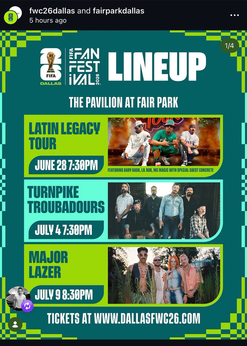 BigDallasEnergy's tweet photo. On the left, you can see the lineup for the FIFA Fan Fest in Kansas City. It's free. 

The lineup for the Dallas Fan Fest is on the right. It costs money.

What a fucking joke! 

Someone please explain how Monica Paul still has a job. #BigDallasEnergy https://t.co/897kdkFX1q
