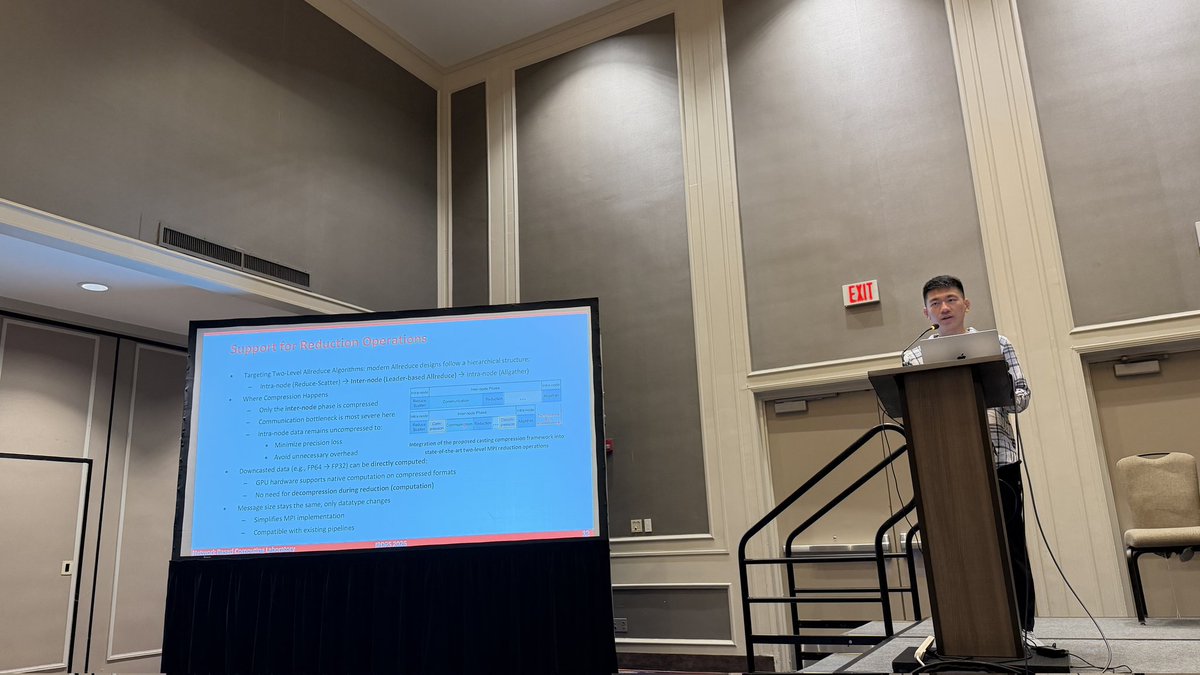 mvapich's tweet photo. Back to back sessions from @IPDPS 2026 2 of the 3 papers from the @mvapich team today! Lab members Chen-Chun and Jinghan both discussed optimizations on #GPU-aware communication for #HPC and #AI programs on modern #supercomputers!! https://t.co/q2WIuu55AM