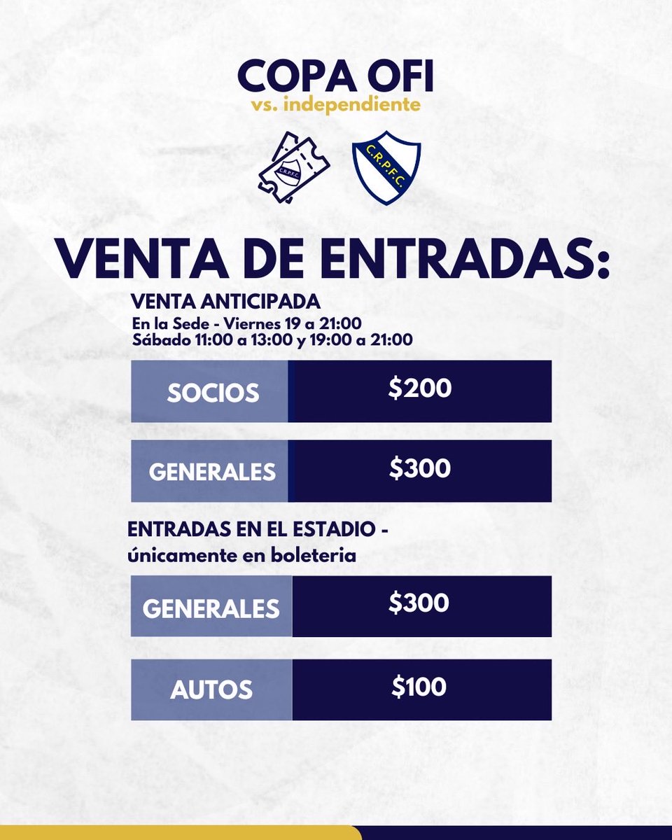 porongosoficial's tweet photo. 𝗩𝗲𝗻𝘁𝗮 𝗱𝗲 𝗘𝗡𝗧𝗥𝗔𝗗𝗔𝗦🎟️☑️

𝗘𝗻 𝗹𝗮 𝘀𝗲𝗱𝗲 | Viernes de 19 a 22 hs.
Sábado de 11 a 13 hs y de 19 a 21 hs.

👉🏼Anticipadas solo socios $200
Anticipadas generales $300

🏟️𝗘𝗻𝘁𝗿𝗮𝗱𝗮𝘀 𝗲𝗻 𝗲𝗹 𝗘𝘀𝘁𝗮𝗱𝗶𝗼- únicamente por boleteria
Generales $300
Autos $100. https://t.co/B9X9aCDhVE