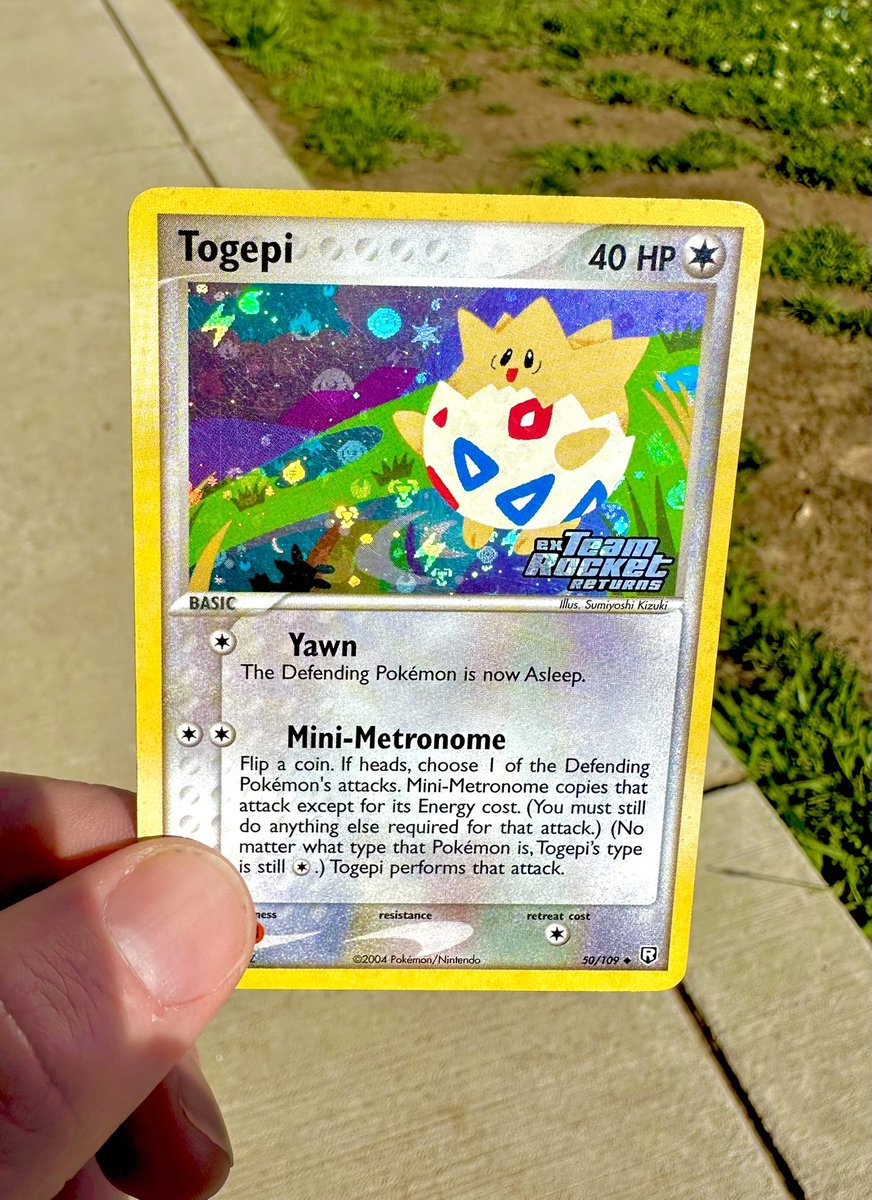 BenGermanButter's tweet photo. There are some terrific Team Rocket Returns cards, but this Togepi is incredible in hand. https://t.co/wIPHCKnSly