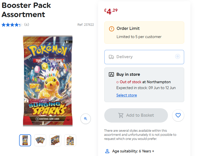 PBSTUK's tweet photo. 🚨Smyths Restocks🚨

Smyths are expecting further restocks of Booster Packs this includes:

Surging Sparks
Journey Together

These are expecting to hit stores between 09 June to 12 June

#PokemonTCG #SurgingSparks #JourneyTogether https://t.co/HA7hDTUCm2