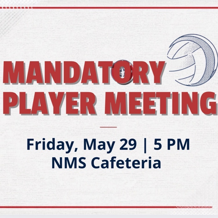 northmiddlestar's tweet photo. 🏐 Attention North Nation! 🏐

There will be a Volleyball Parent Meeting tomorrow, Friday, May 29, at 5:00 PM in the North Middle School cafeteria. Important information about the upcoming season will be shared. If possible, please plan to attend! ❤️⭐️💙

#NorthNation https://t.co/xMuWD8yK0t