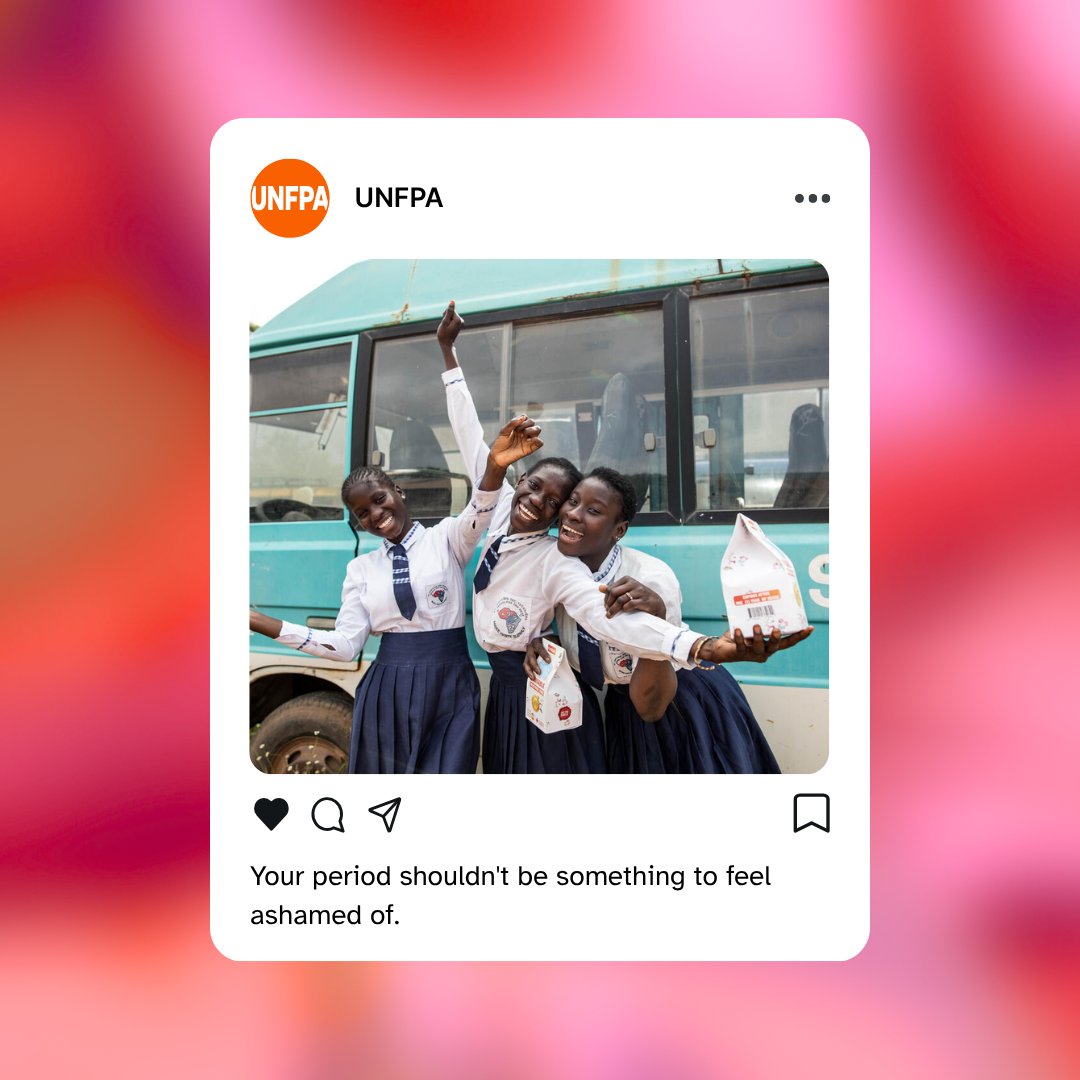 unfpachief's tweet photo. Access to menstrual health is a necessity, not a luxury.

When women and girls can manage their periods with dignity, they can stay in school, lead in their workplaces, and shape their futures.

On #MenstrualHygieneDay, join @UNFPA to ensure that everyone gets the care they need. https://t.co/vaJ1bEQG8l