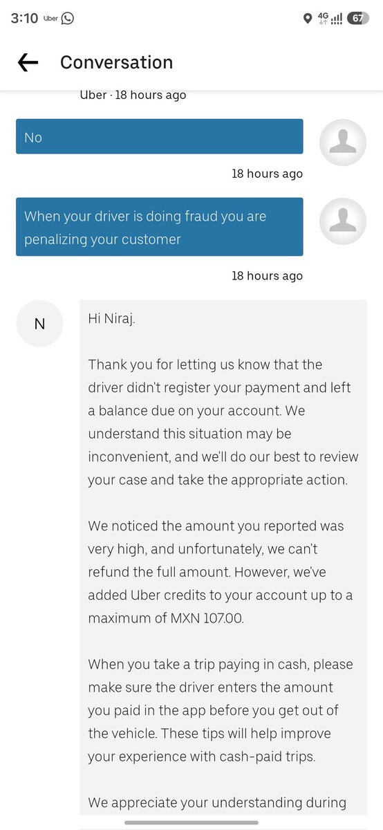 niraj0507's tweet photo. Remaining 73.64 MXN needs to be paid by me. Pls tell me why would I pay this amount when I had full amount in cash to your driver. And also tell how can you mention that trip amount is unpaid when its a cash payment trip.
@CdmxPolicia Sir, pls help me https://t.co/yd0N9nx1UH