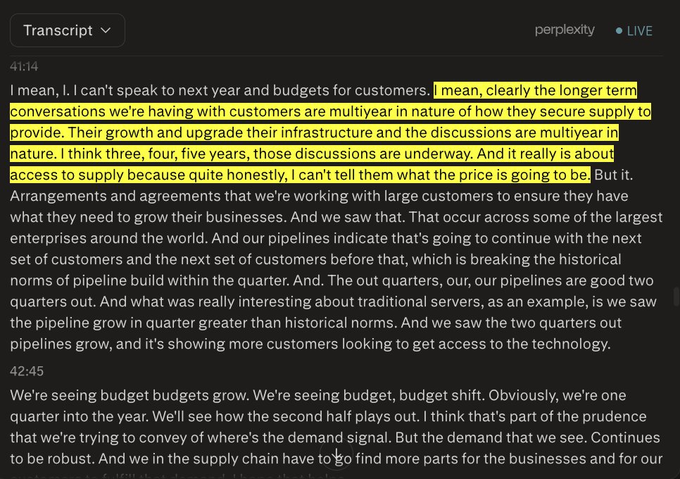 wallstengine's tweet photo. $DELL: 

“The conversations we’re having with customers are multi-year in nature. I think 3, 4, 5 years, those discussions are underway.”

“We’re seeing budgets grow. We’re seeing budget shift.”

“We would expect to exit the year with meaningful backlog as we enter next year.” https://t.co/XQDjEEL7wJ