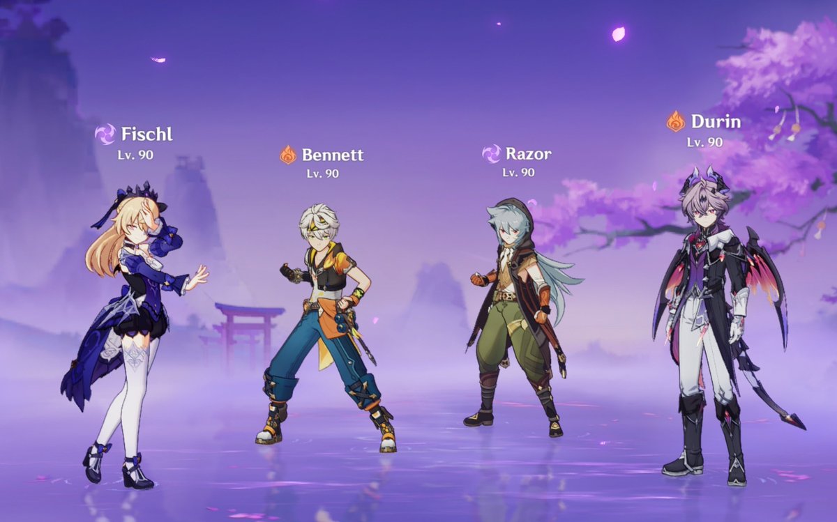 My one and only team is Fischl, Bennett, Razor and Durin !! Durin is ...