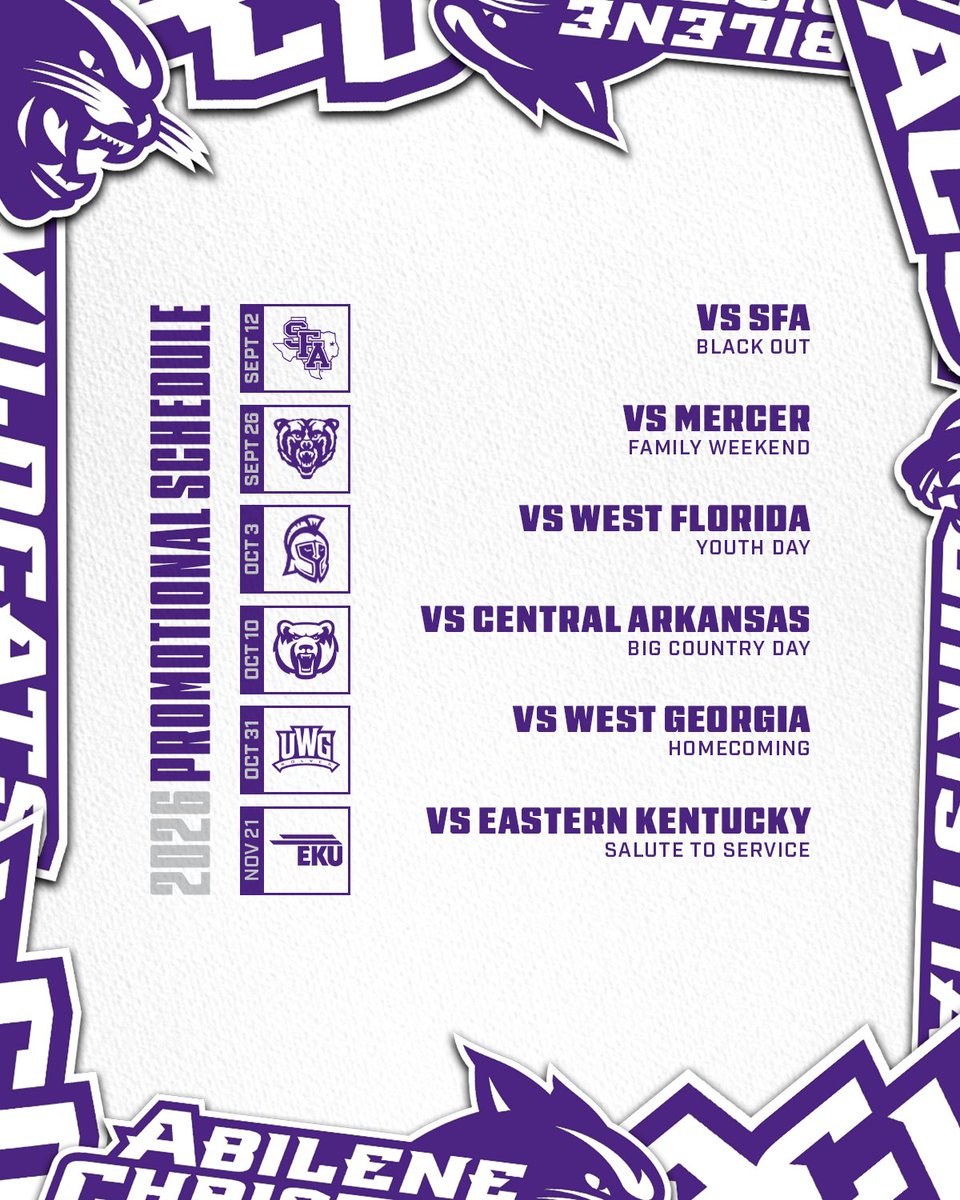 ACUFootball's tweet photo. 👀 Peep the promotional schedule for Sept. 12 

😳🤔

#CDT | #GoWildcats https://t.co/enynq5R6DM