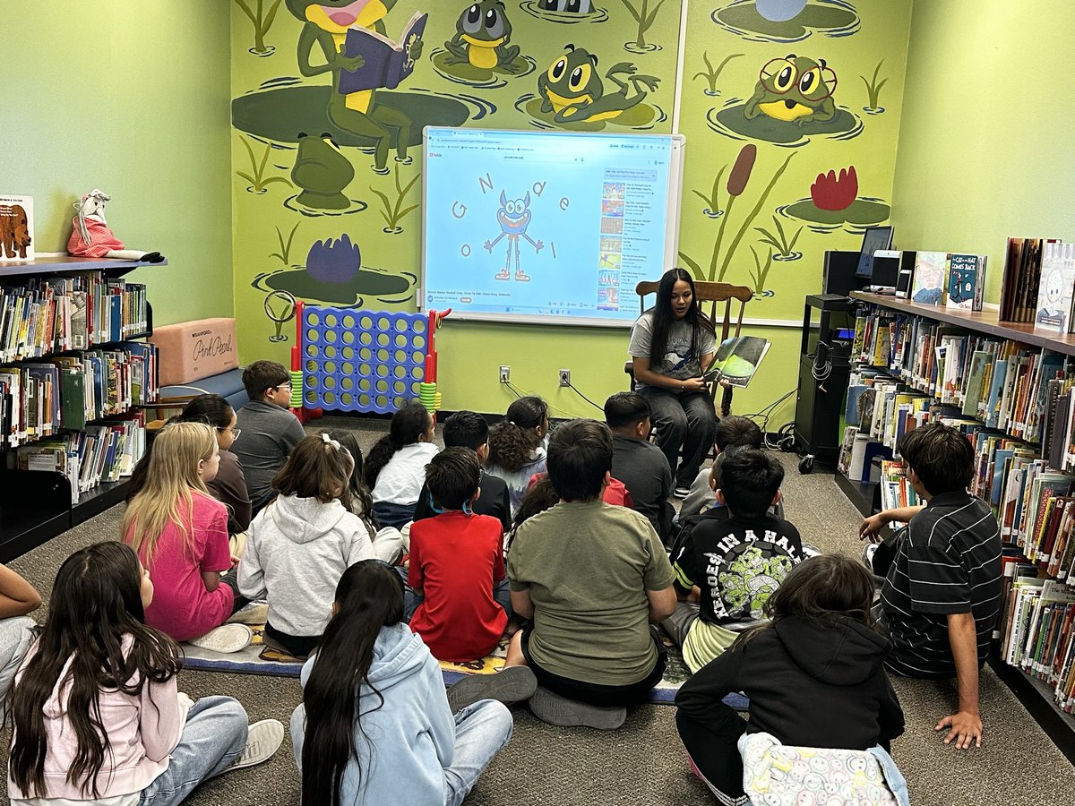 VeliaAlvarez14's tweet photo. Shoutout to 8th grade StuCo students, CJ and Amelia, for helping in the library today! 📚 Elementary students loved it, and thank you to our StuCo sponsor, Ms. Sloan, for the support. @JohnDrugan_PK8 
#leadlikeadragon https://t.co/BLluE0NpM9