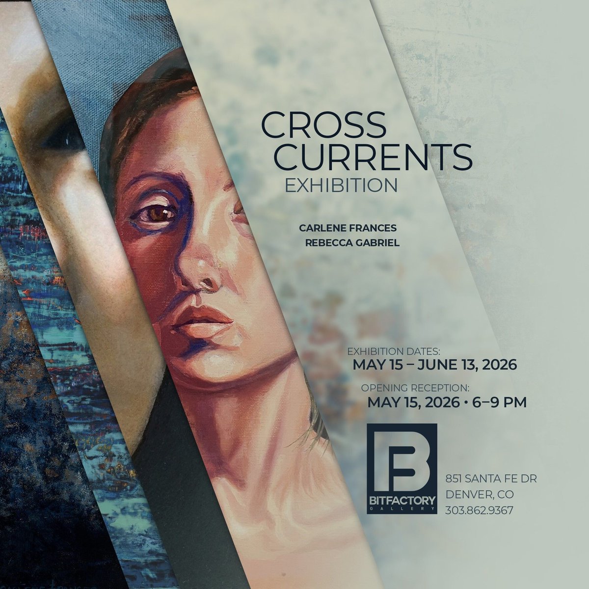 BitfactoryG's tweet photo. Join us next Friday, June 5th from 6-9p for the First Friday Artwalk &amp; the Cross Currents Exhibtion. 

#BitfactoryGallery #CrossCurrents #SplitExhibition #RebeccaGabriel #CarleneFrances #FigurativeArt #AcrylicPainting #MixedMedia #ContemporaryArt #PortraitPainting #ADSF https://t.co/YFDfyK3MV5