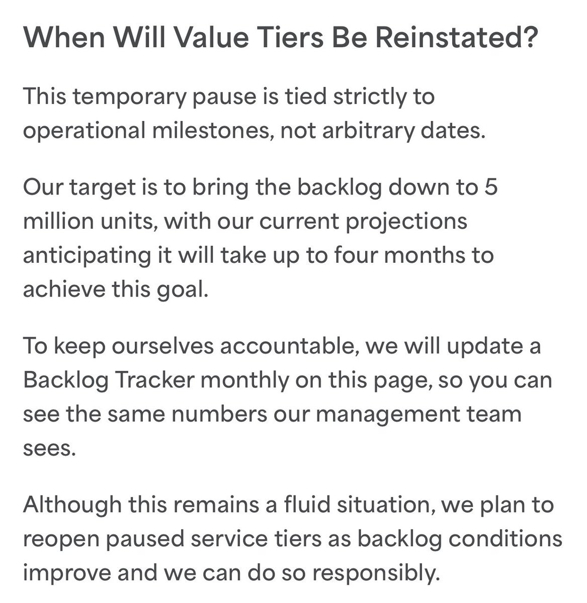 Ryan__Rigg's tweet photo. Due to Demand Spike, PSA Pauses Value Tiers, Extends Collectors Club Memberships, and Launches Public Backlog Tracker #PSA #GME 

On May 14, we announced a significant infrastructure investment and introduced updated turnaround times to provide a more accurate roadmap for submissions. Collectors responded to these updates with another rapid surge in demand, resulting in a 20% spike in submissions that added another 1.6 million cards to our active backlog that is rapidly approaching 10 million.

While our daily grading output is at an all-time high, with capacity up 5x since 2021, continuing to accept submissions at this breakneck pace would put more pressure on our operations and compromise the turnaround times of existing orders. 

To clear this bottleneck and protect the integrity of the PSA standard, we are taking a direct, proactive step. 

Effective Tuesday, June 2, 2026, we are temporarily pausing new submissions for the four Value service tiers: Value Bulk, Value, Value Plus, and Value Max.

https://t.co/E27cxzgEJg