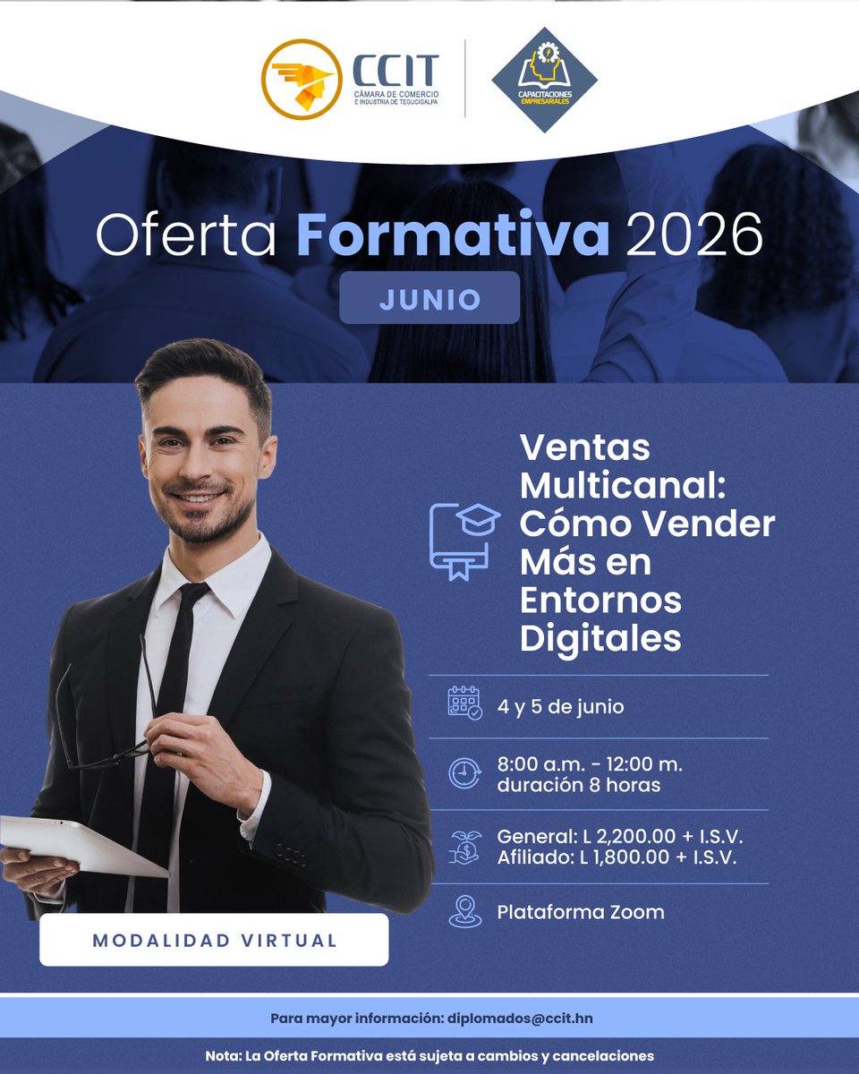 ccithn's tweet photo. Lleva tus ventas al siguiente nivel y conecta con más clientes en el mundo digital. 🚀📱
Participa en la capacitación “Ventas Multicanal: Cómo Vender Más en Entornos Digitales” y aprende estrategias para potenciar tus ventas a través de múltiples plataformas digitales.

Inscripciones abiertas ➡️   https://t.co/eZyef5oFIn
Más información 📲 inscripciones@ccit.hn / 9437-6564