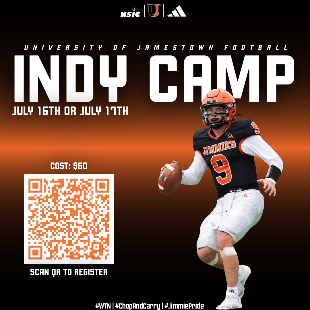 JimmieFootball's tweet photo. Come camp with the Jimmies this summer! 

We have two dates for you to come spend a day with our staff elevating your game and competing to EARN a scholarship‼️

#WTN | #ChopAndCarry https://t.co/cKPW623Xp2