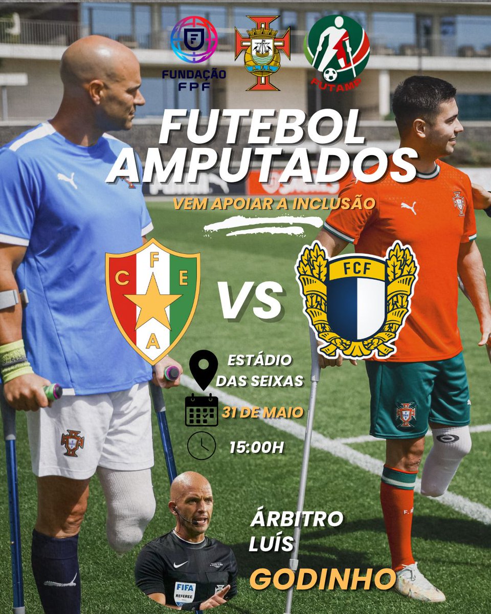 RemateDigitalpt's tweet photo. O primeiro jogo de futebol para amputados no nosso país! 🙌

Estrela e Famalicão vão se enfrentar no domingo, pelas 15h, no Estádio das Seixas na Malveira.

A partida será ajuizada por Luís Godinho.

Este projecto continua em claro crescimento e merece o apoio de todos nós! https://t.co/BF7dN3agQt