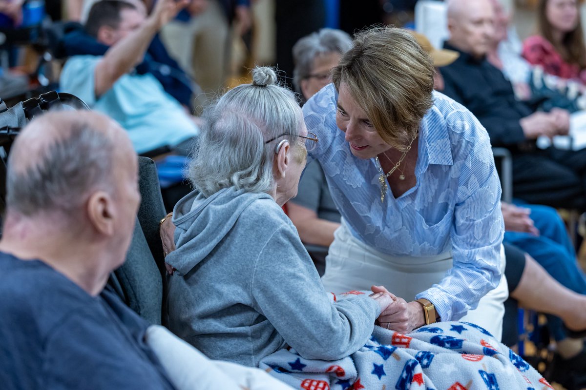 MassGovernor's tweet photo. When I took office, I made it my mission to turn things around at the Holyoke Veterans Home. I appointed the first Secretary of Veterans Services, and we focused on delivering the high-quality care our veterans earned.

The Holyoke Veterans Home is now one of the best in America — with a perfect VA rating and 100% resident satisfaction score.

May is Military Appreciation Month, so yesterday I stopped by to thank our veterans for their service and the staff who made it all possible.