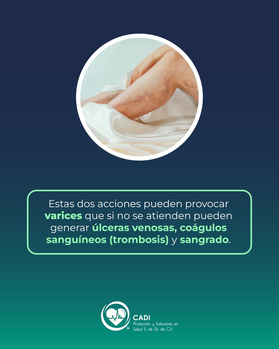 cadi_soluciones's tweet photo. ¡Así como lees! 🙀 Estar mucho tiempo de pie o sentado es un mal hábito, provocan varices. Aquí te compartimos sencillos pasos para prevenirlas.

¿Qué otras acciones conoces para evitarlas? 🤓 ¡Te leemos en los comentarios!

#DatoInteresante #salud #Prevención #cadisoluciones https://t.co/k9GI39vTla