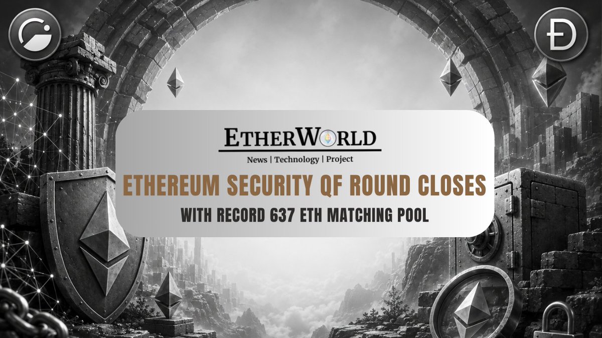 ether_world's tweet photo. 1/  Ethereum’s biggest ever security-focused QF round 🛡️ organized by @Giveth & @thedaofund has officially closed with a massive 637 ETH matching pool.

The round funded 134 Ethereum security projects through a mix of:
• community donations
• expert-weighted voting
• sybil-resistant allocation

3,934 donors participated. 🧵
#Ethereum #Web3 #Crypto #Blockchain #EthereumSecurity #PublicGoods #DeFi
