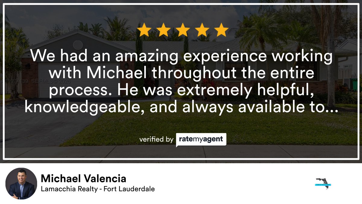 MikeRealtorGuy's tweet photo. My latest RateMyAgent review in Davie.
(FL) SL3337780
https://t.co/tsocafm0CQ
https://t.co/IcpdGQ4z09
...
#ratemyagent #realestate
https://t.co/6Lf02HD3ei https://t.co/5TdgtMTozt